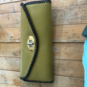 VINTAGE gold leather clutch purse